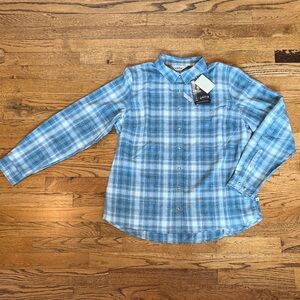 NWT Orvis Light Blue Plaid Outdoor Performance Shirt L